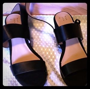 A New Day Black Wedge Sandals
